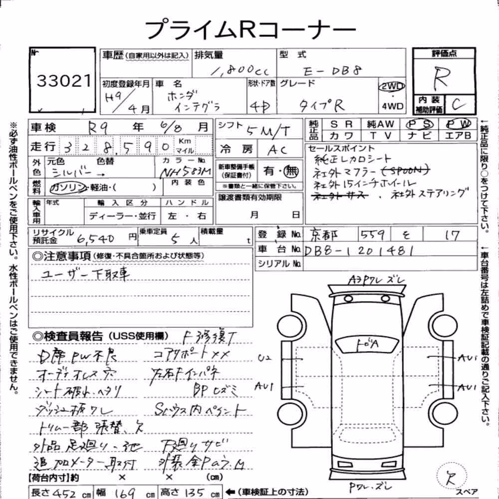Notka aukcyjna: HONDA INTEGRA 4HT TYPE R