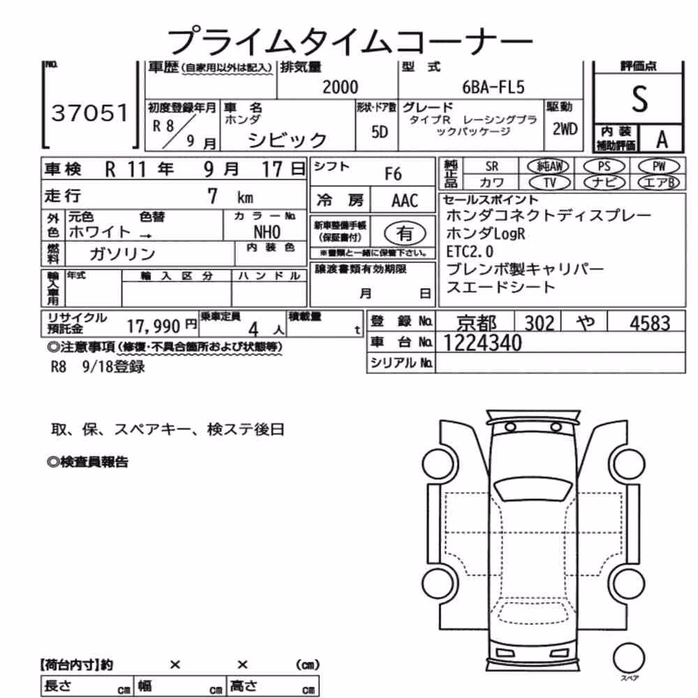 Notka aukcyjna: HONDA CIVIC 5D TYPE R RACING BLACK PACKAGE
