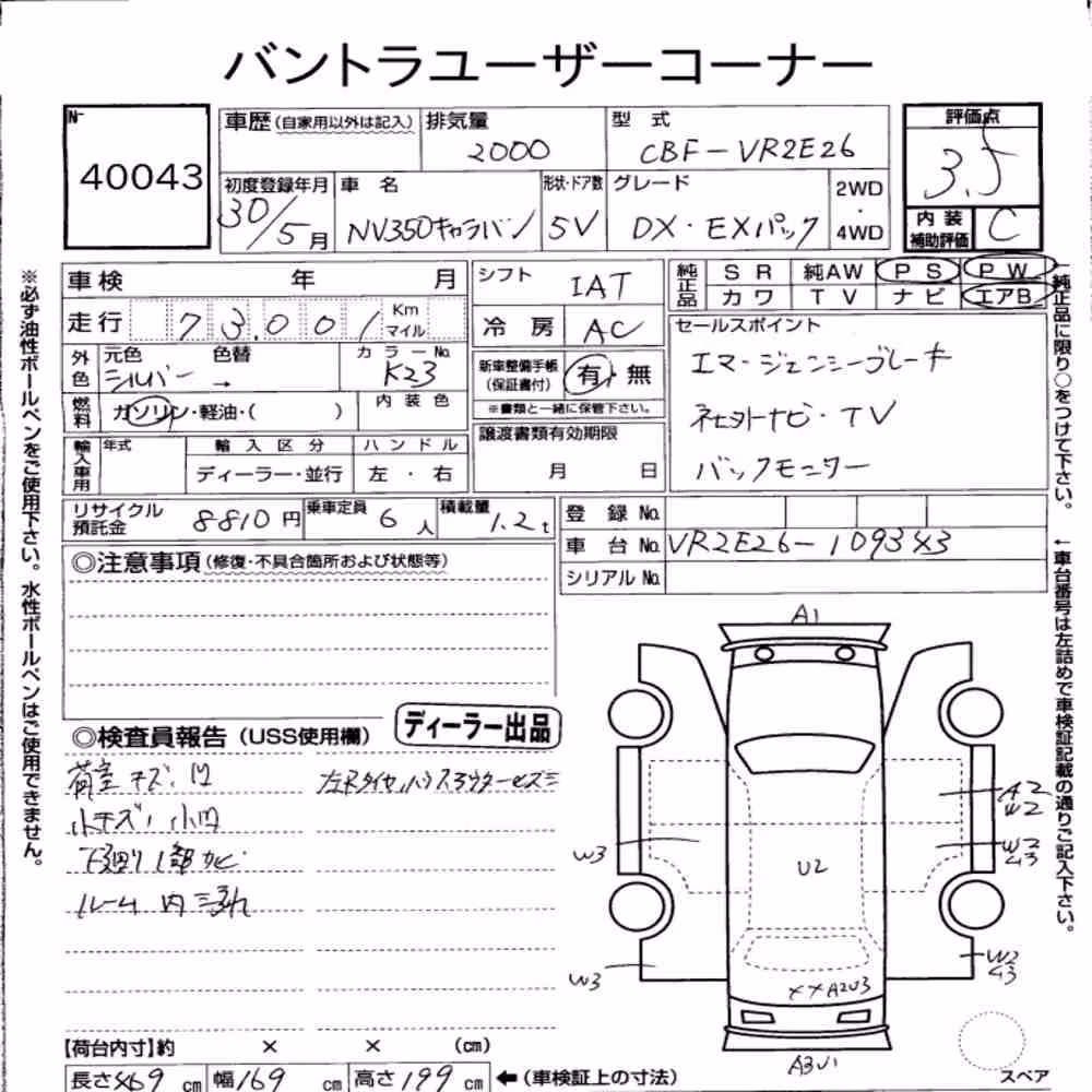 Notka aukcyjna: NISSAN NV350CARAVAN VAN 5D OTHERS