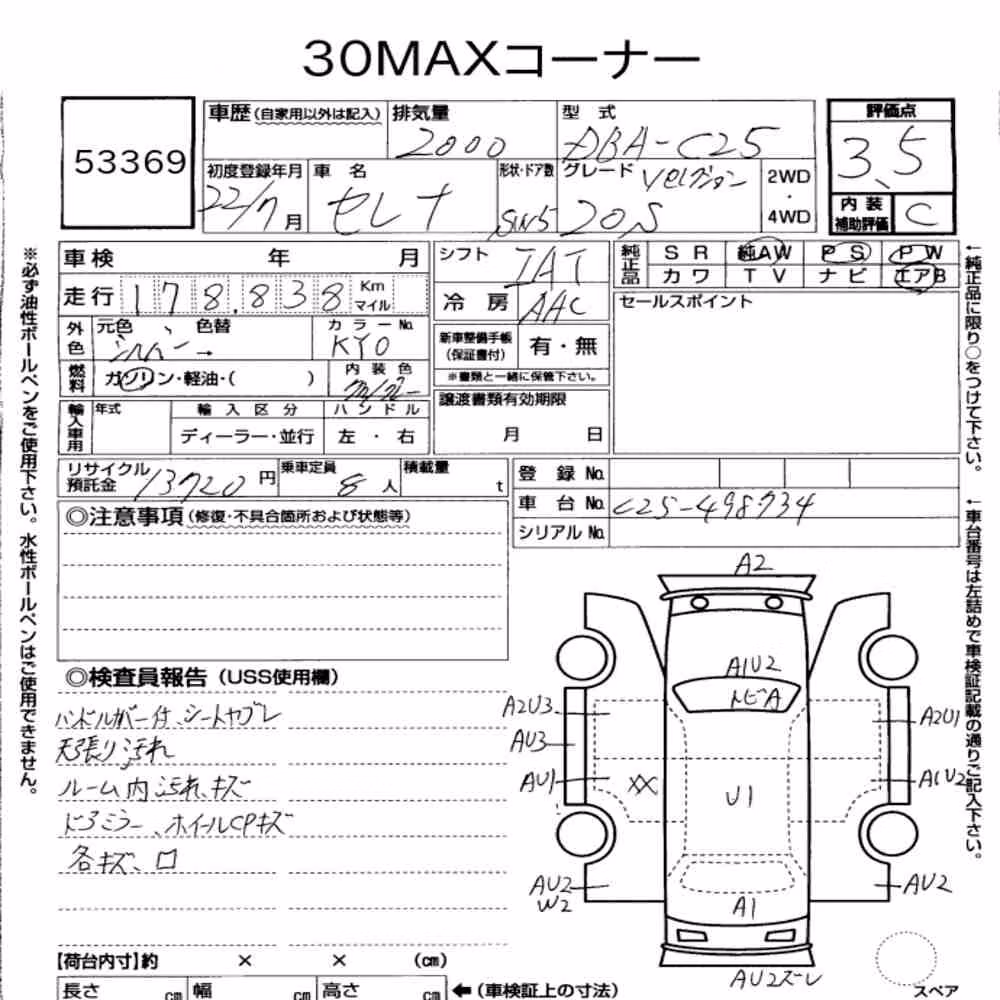Notka aukcyjna: NISSAN SERENA 5D 20S V SELECTION