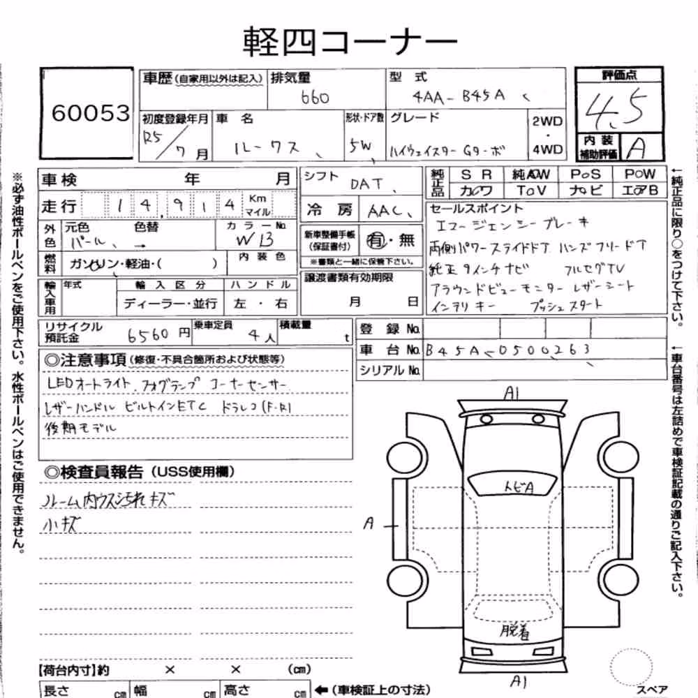 Notka aukcyjna: NISSAN ROOX HIGHWAY STAR G TURBO