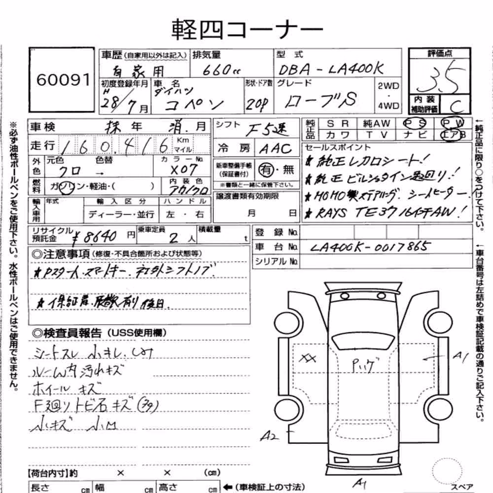 Notka aukcyjna: DAIHATSU COPEN OP ROBE S