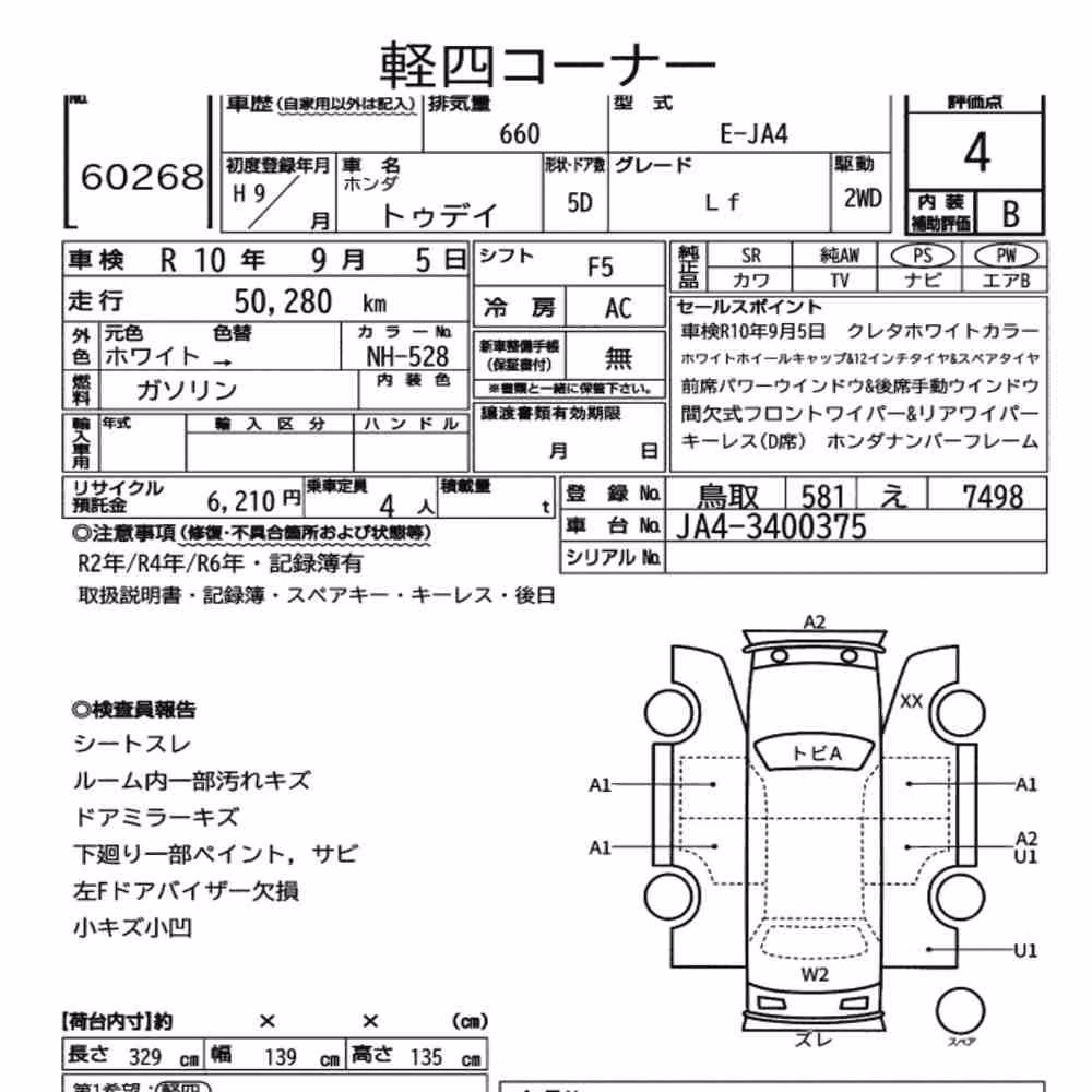 Notka aukcyjna: HONDA TODAY 5D LF