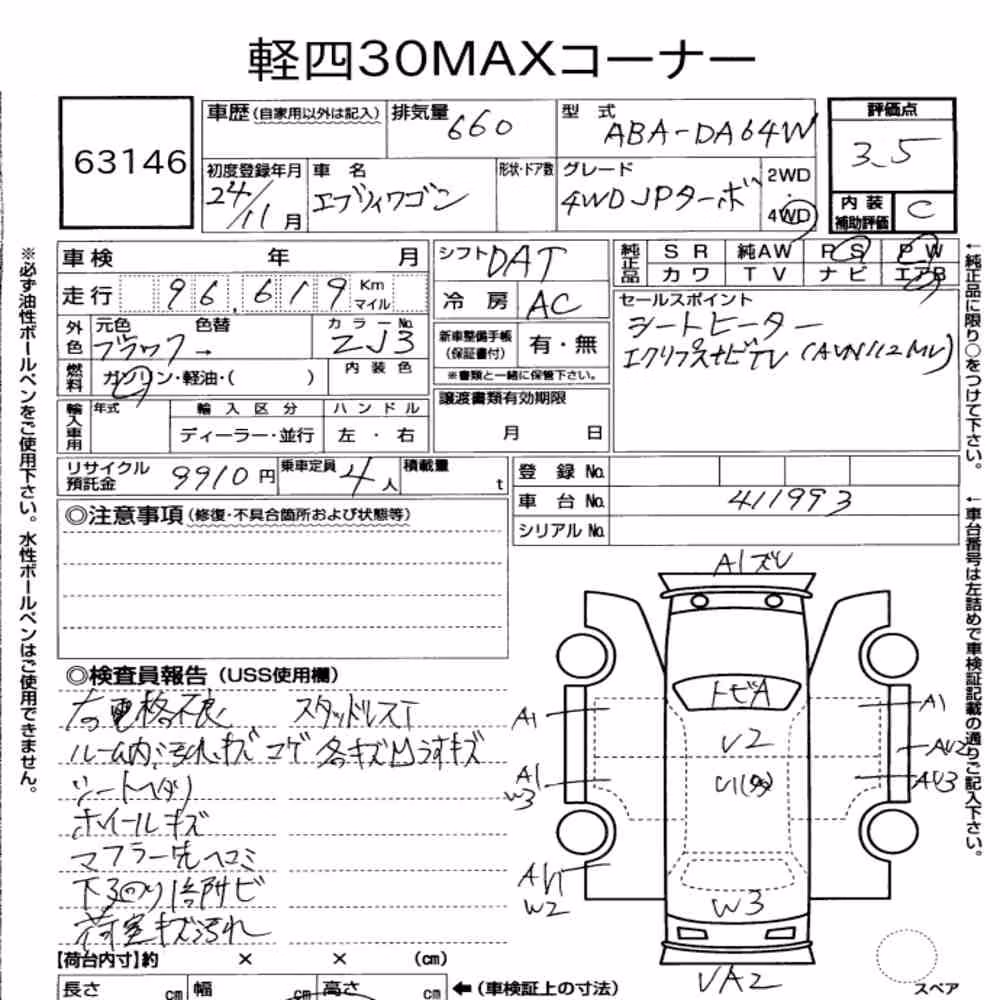 Notka aukcyjna: SUZUKI EVERY WAGON 4WD JP TURBO