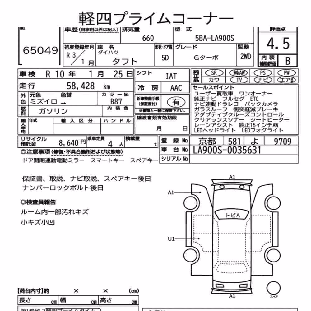 Notka aukcyjna: DAIHATSU TAFT G TURBO