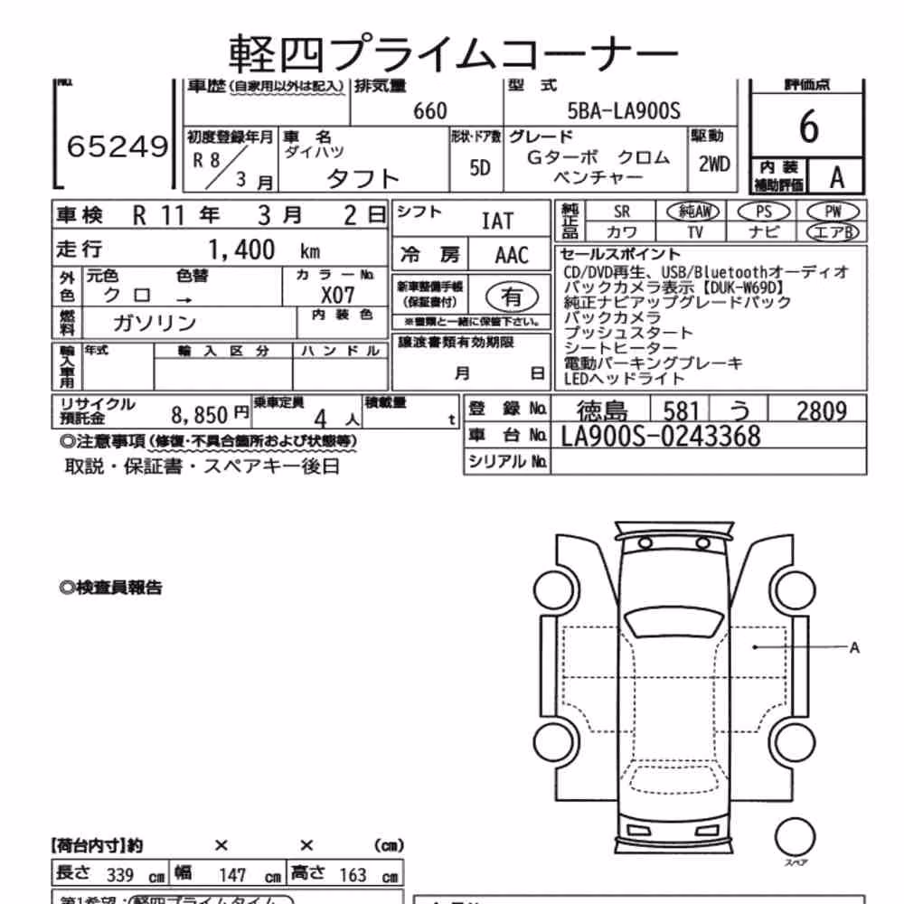 Notka aukcyjna: DAIHATSU TAFT G TURBO CHROME VENTURE