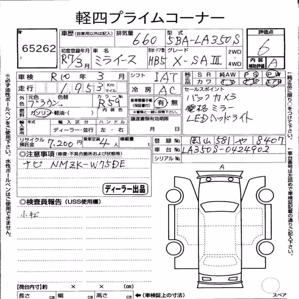 Notka aukcyjna: DAIHATSU MIRA E:S X SA Ⅲ