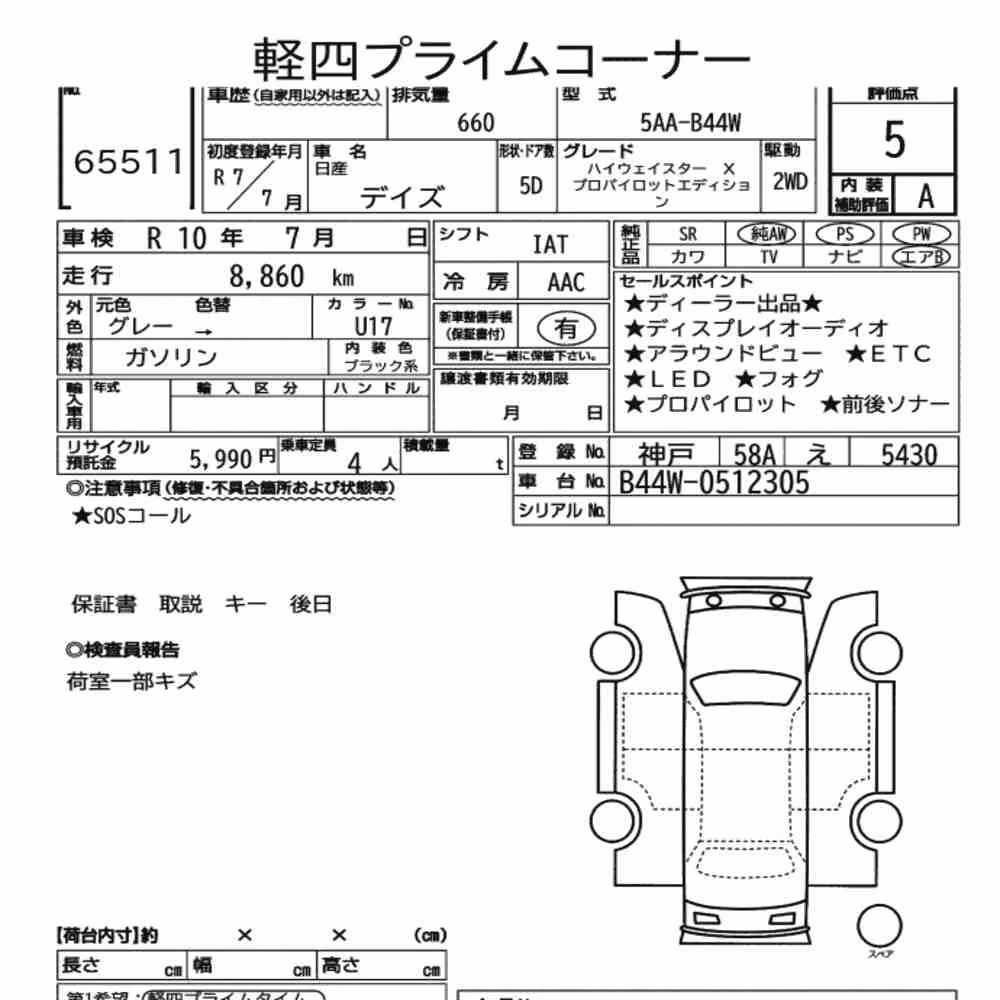 Notka aukcyjna: NISSAN DAYZ HIGHWAY STAR X PROPILOT EDITION