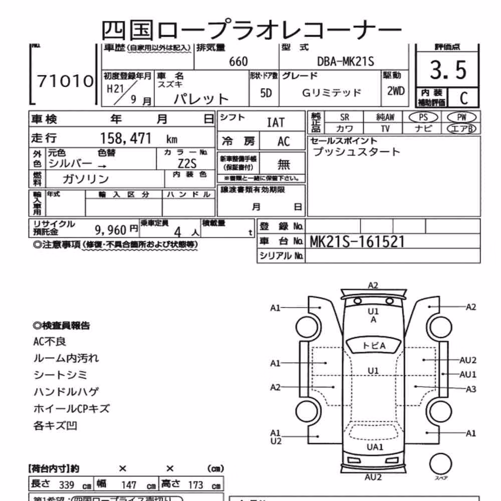 Notka aukcyjna: SUZUKI PALETTE G LIMITED