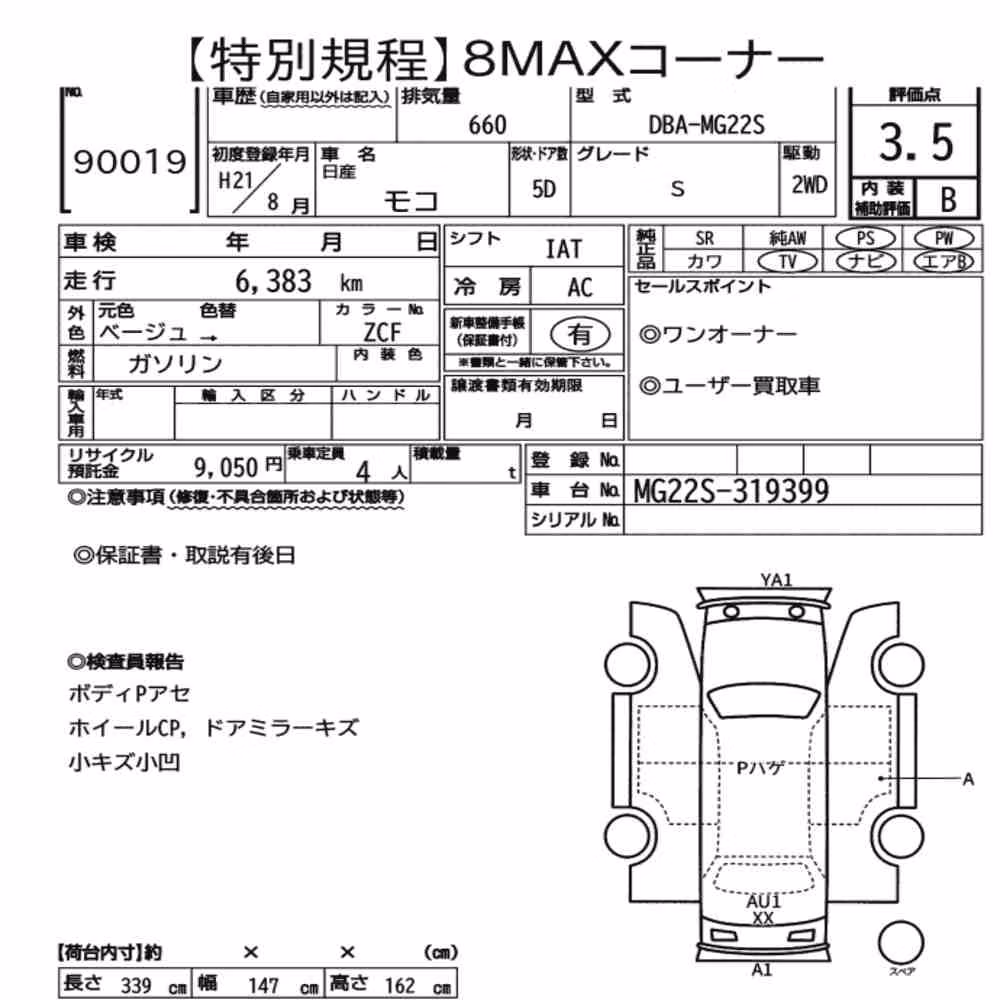 Notka aukcyjna: NISSAN MOCO S