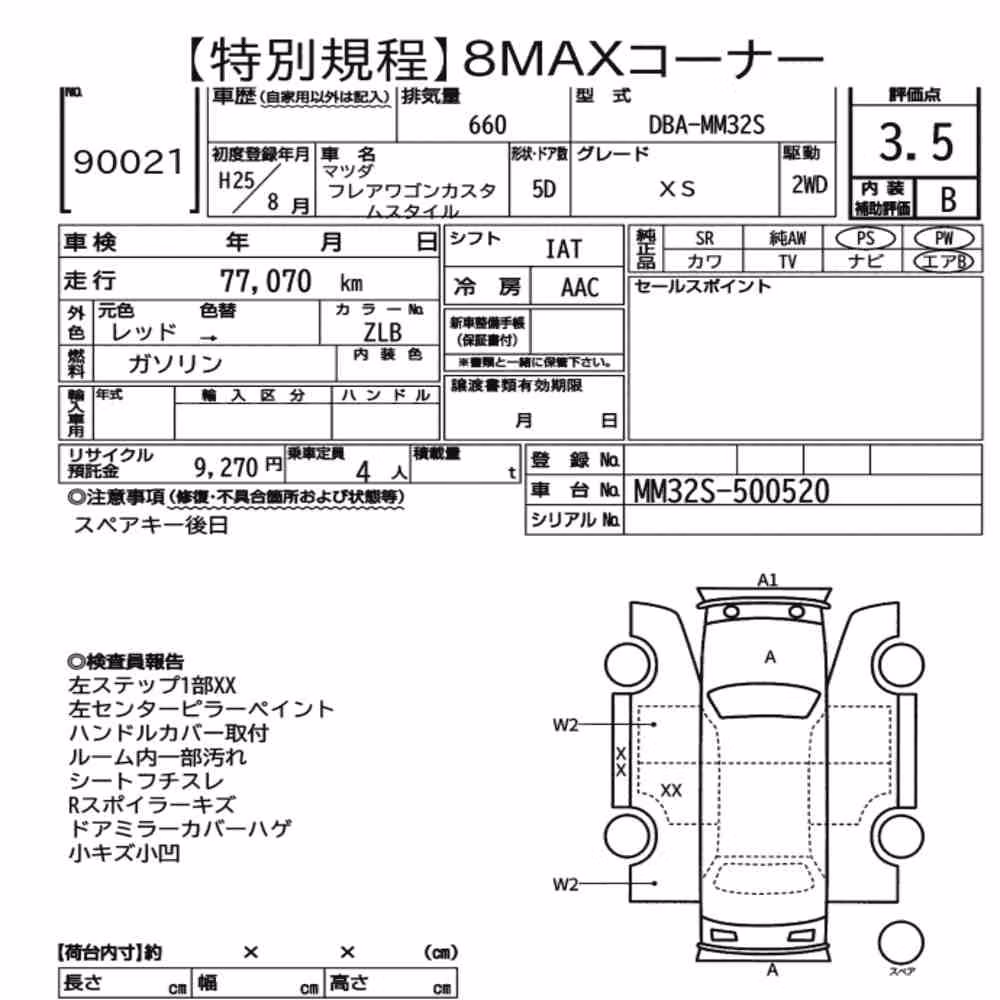 Notka aukcyjna: MAZDA FLAIR WAGON CUSTOM STYLE XS