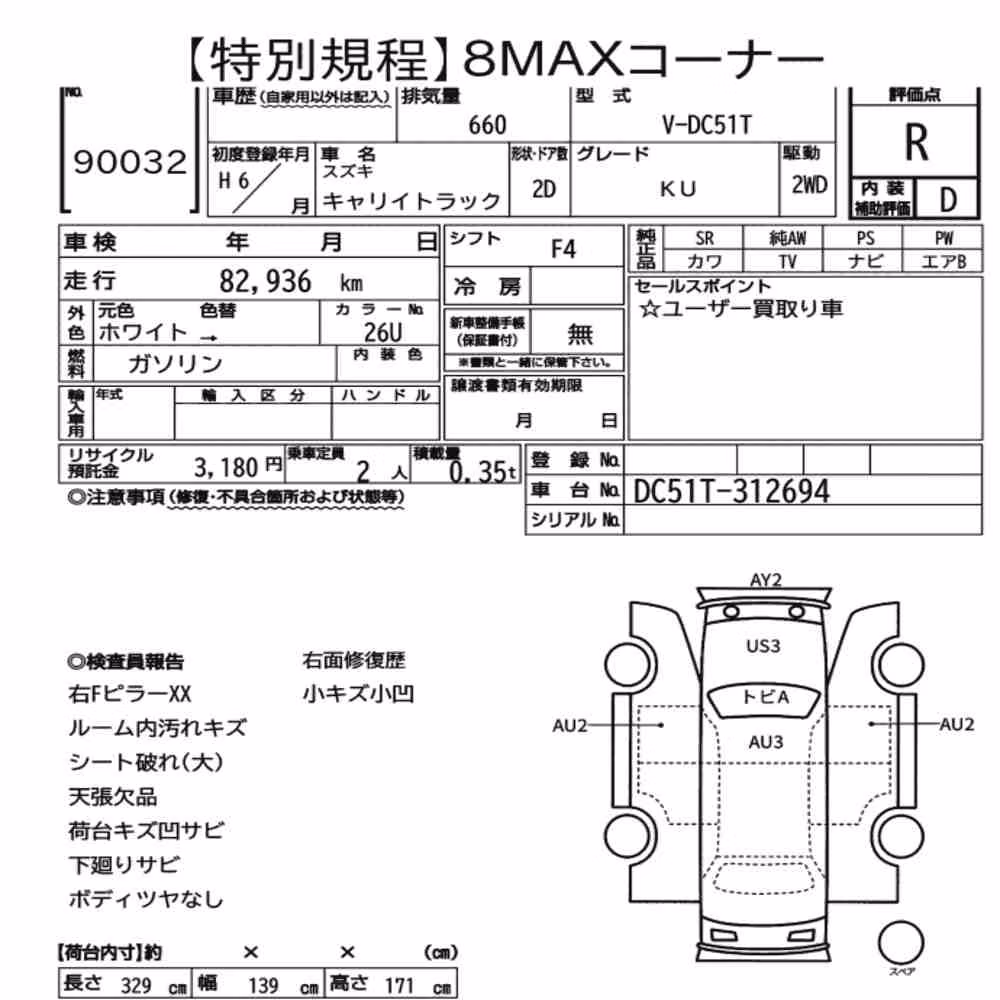 Notka aukcyjna: SUZUKI CARRY TRUCK KU