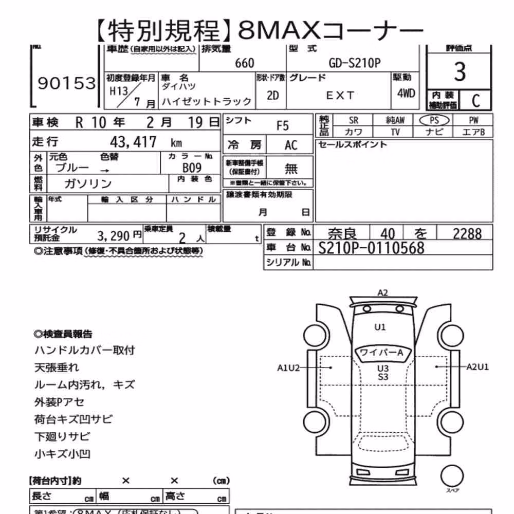 Notka aukcyjna: DAIHATSU HIJET TRUCK 4WD EXT