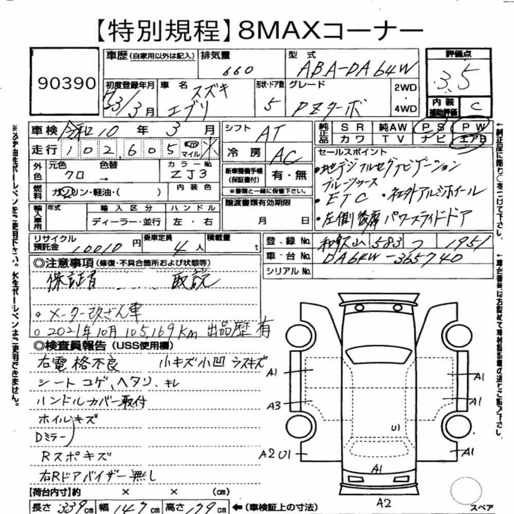 Notka aukcyjna: SUZUKI EVERY WAGON PZ TURBO