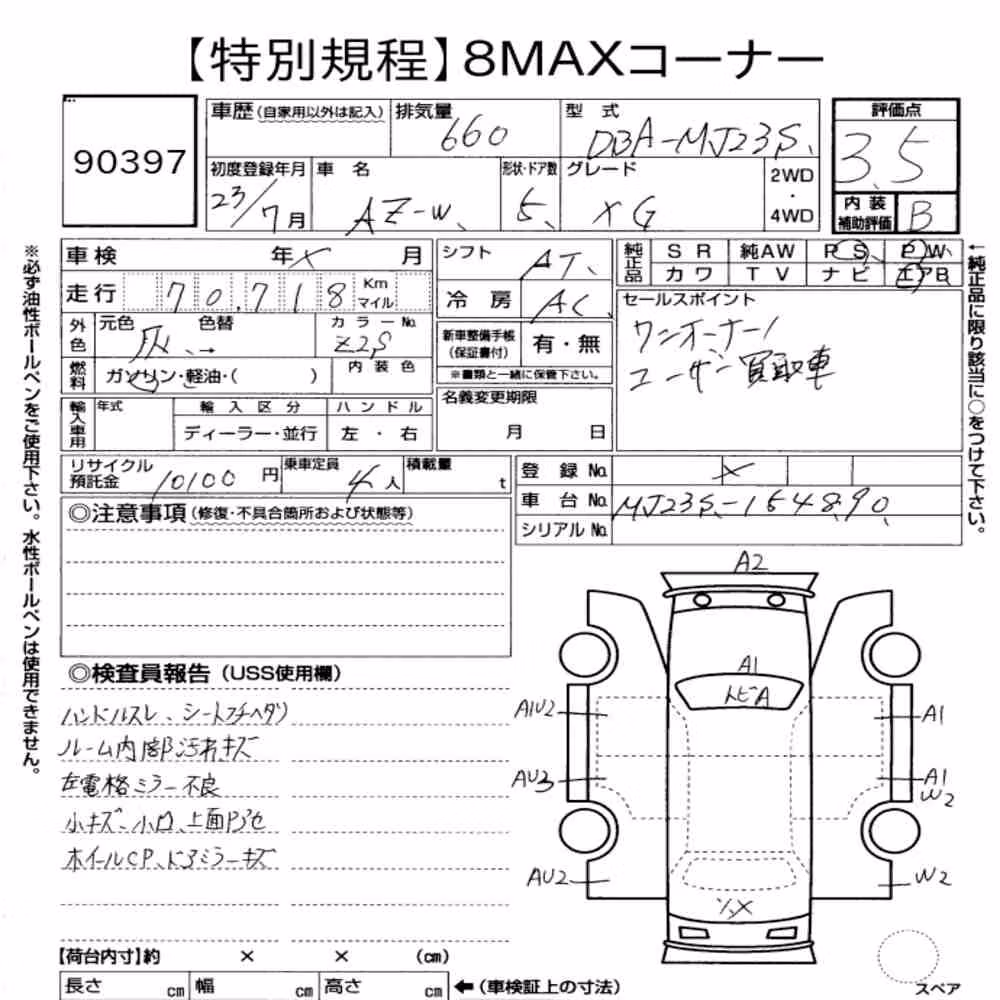 Notka aukcyjna: MAZDA AZ-WAGON 5D XG