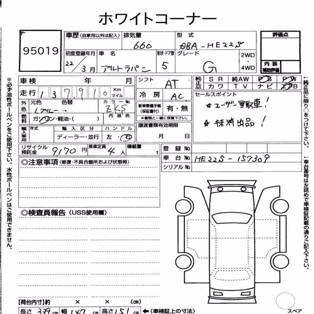 Notka aukcyjna: SUZUKI ALTO LAPIN G