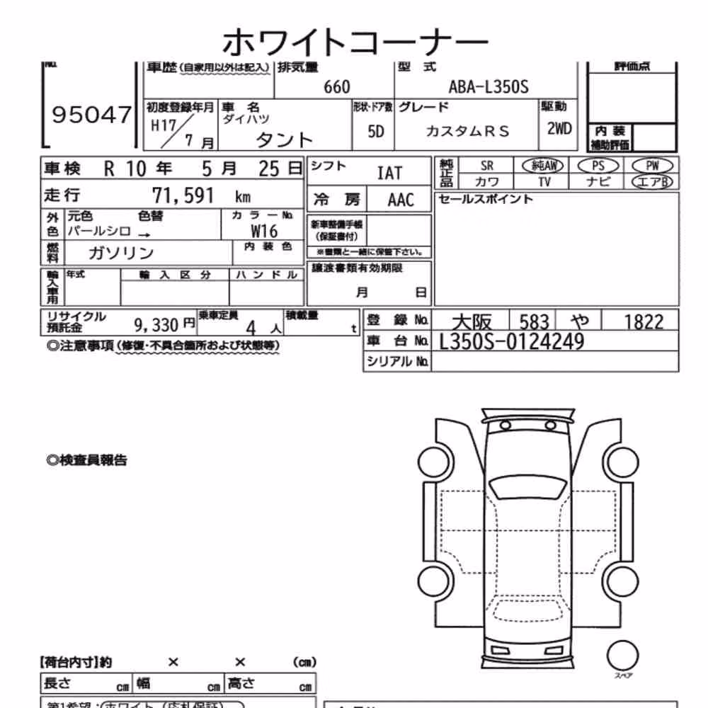 Notka aukcyjna: DAIHATSU TANTO CUSTOM RS