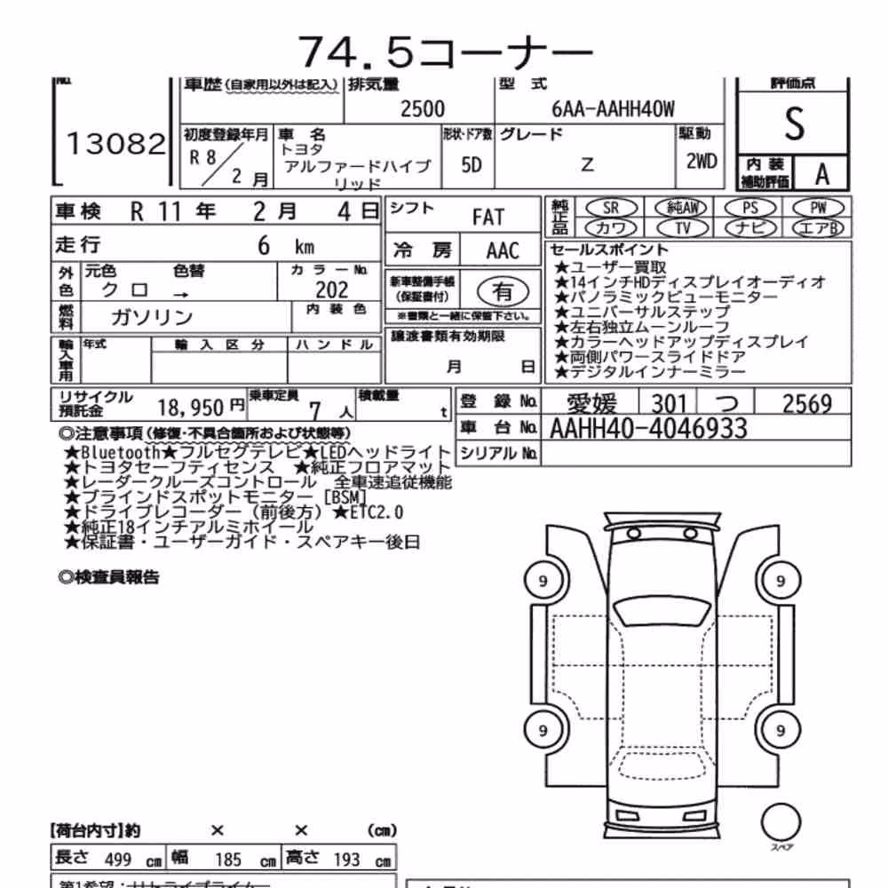 Notka aukcyjna: TOYOTA ALPHARD HYBRID Z