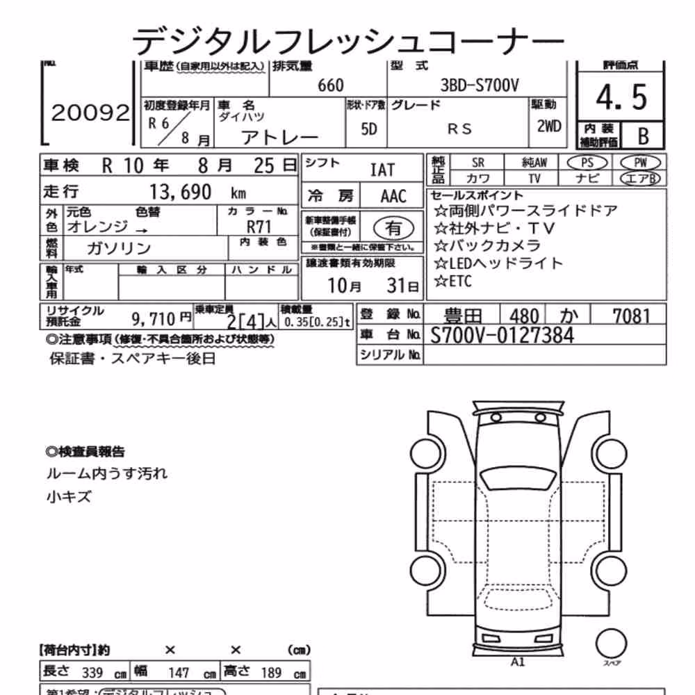 Notka aukcyjna: DAIHATSU ATRAI 5D RS