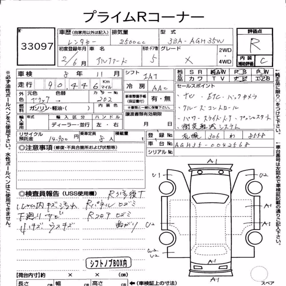 Notka aukcyjna: TOYOTA ALPHARD 4WD 2.5X