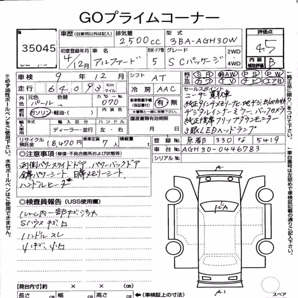 Notka aukcyjna: TOYOTA ALPHARD 2.5S C PACKAGE