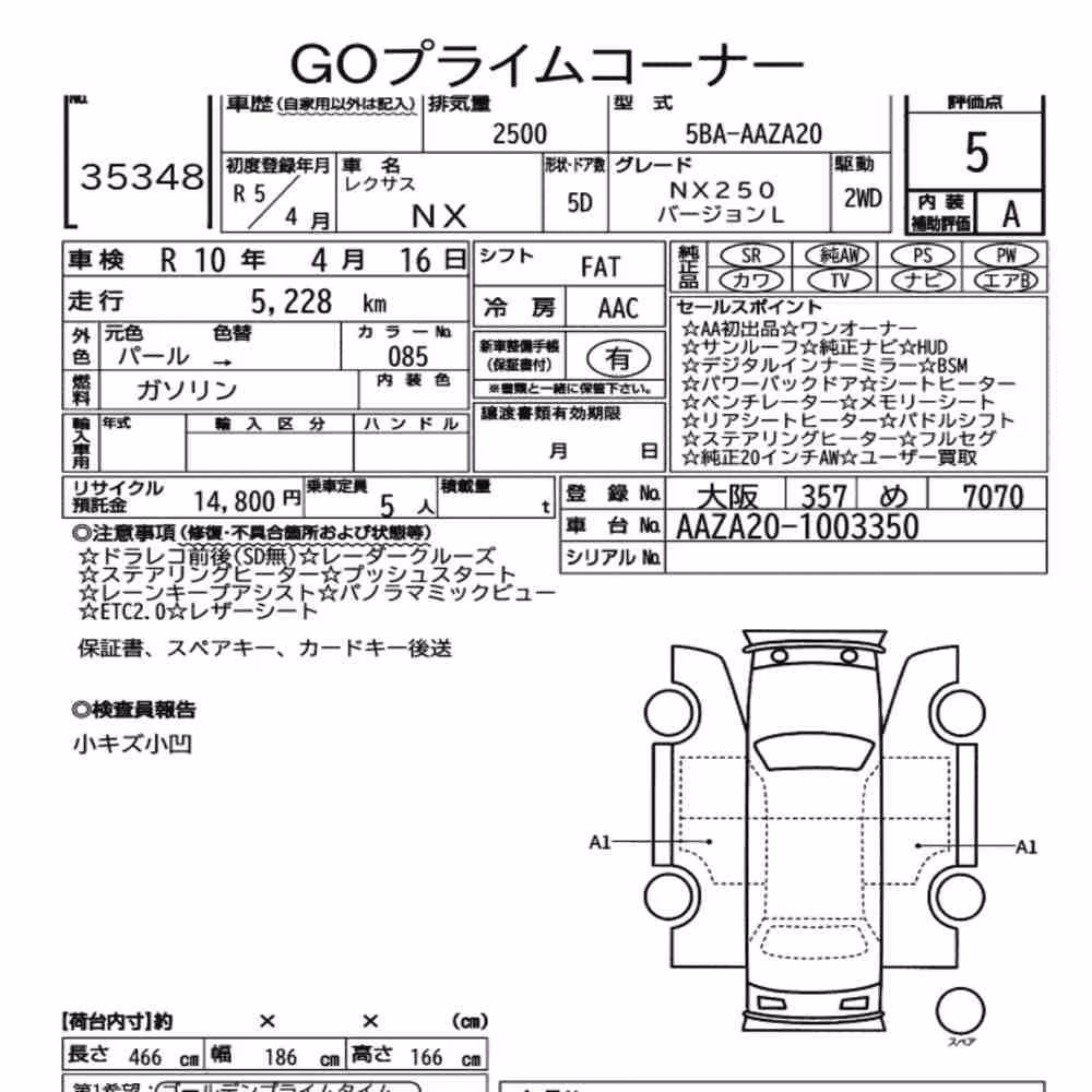Notka aukcyjna: LEXUS NX NX250 VERSION L