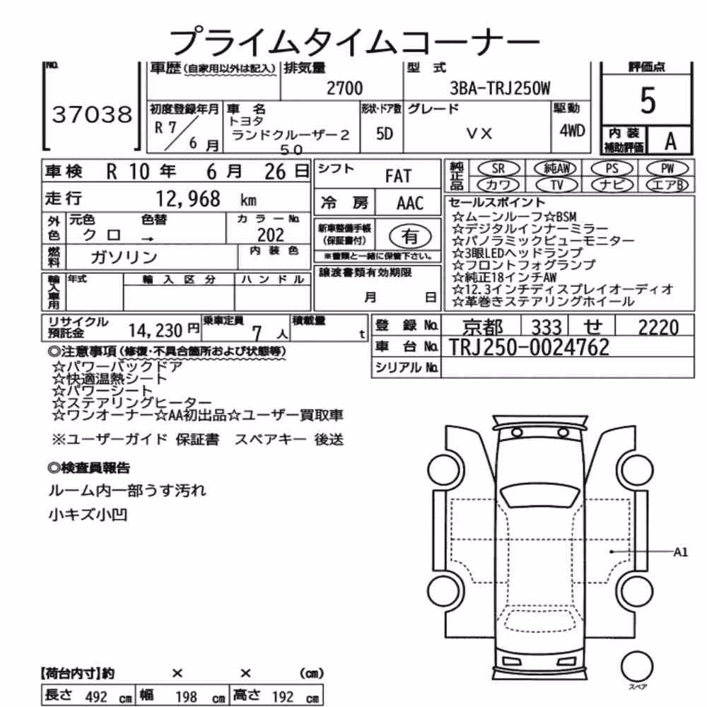 Notka aukcyjna: TOYOTA LAND CRUISER 250 4WD VX