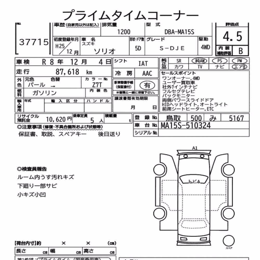 Notka aukcyjna: SUZUKI SOLIO 4WD S-DJE
