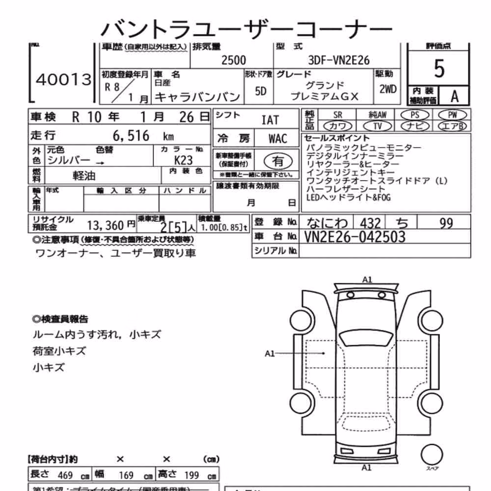 Notka aukcyjna: NISSAN CARAVAN VAN 5D GRAND PREMIUM GX