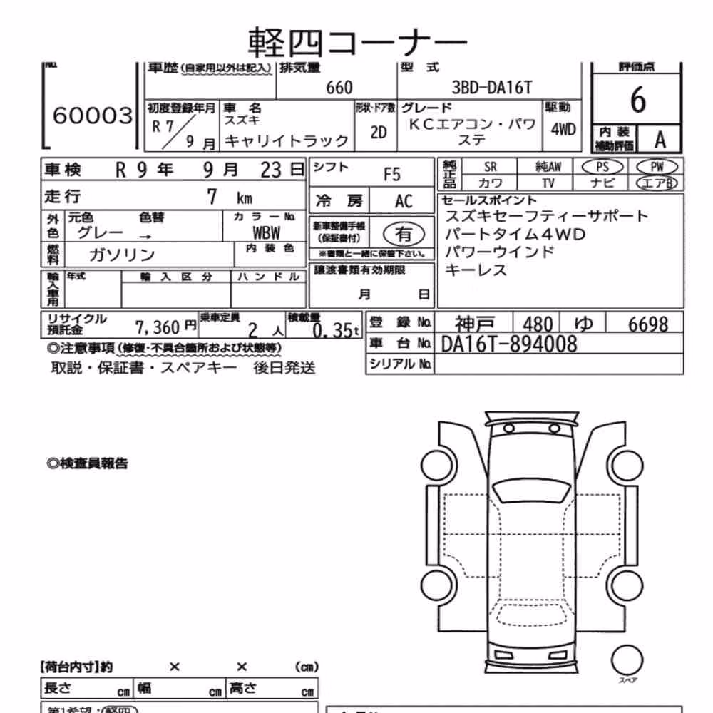 Notka aukcyjna: SUZUKI CARRY TRUCK 4WD KC AIR CONDITIONING POWER STEERING