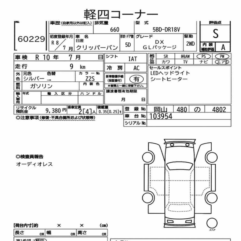 Notka aukcyjna: NISSAN CLIPPER VAN DX GL PACKAGE