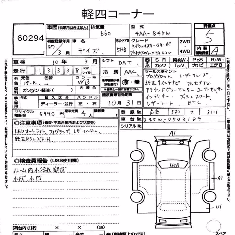 Notka aukcyjna: NISSAN DAYZ HIGHWAY STAR G TURBO PROPILOT EDITION
