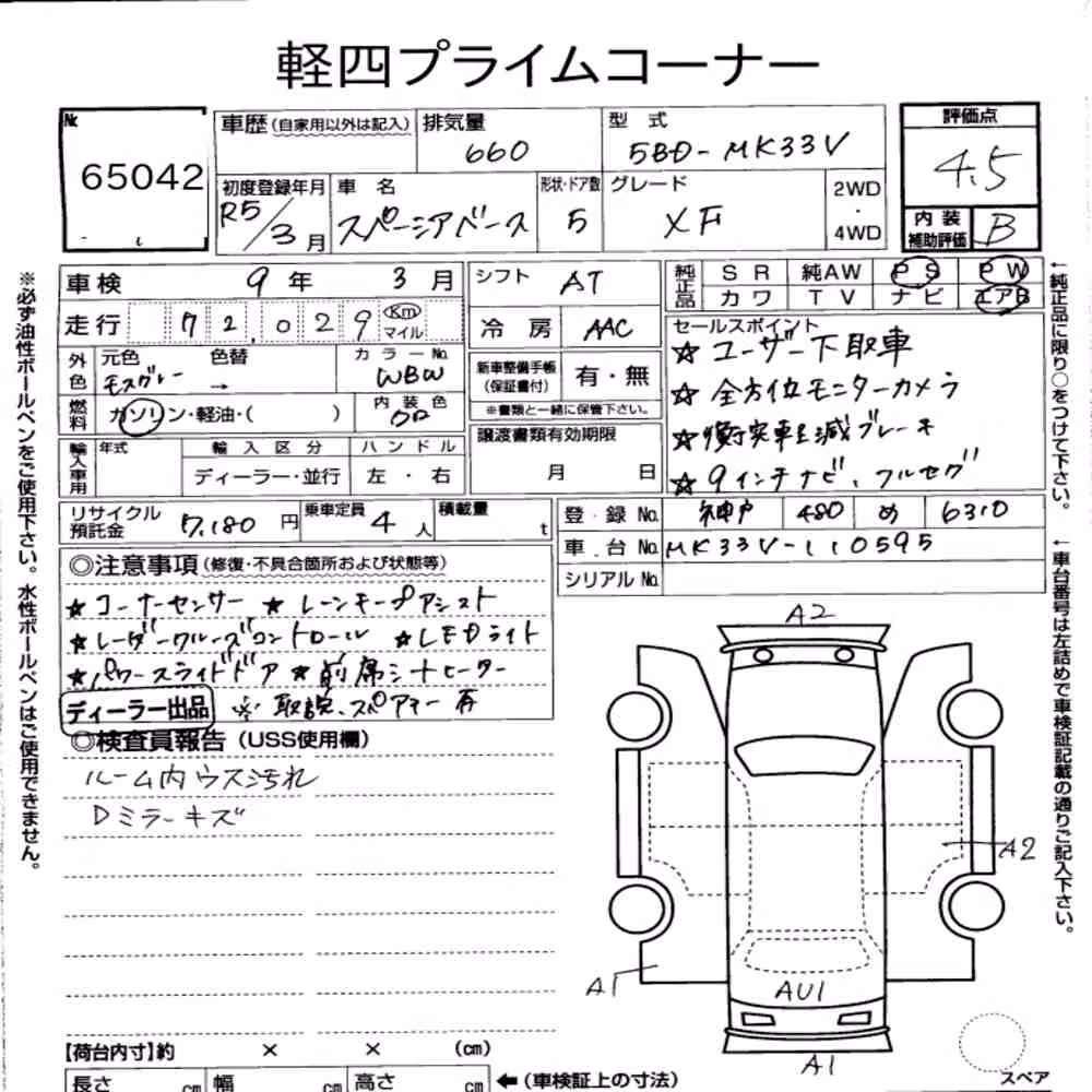 Notka aukcyjna: SUZUKI SPACIA BASE XF