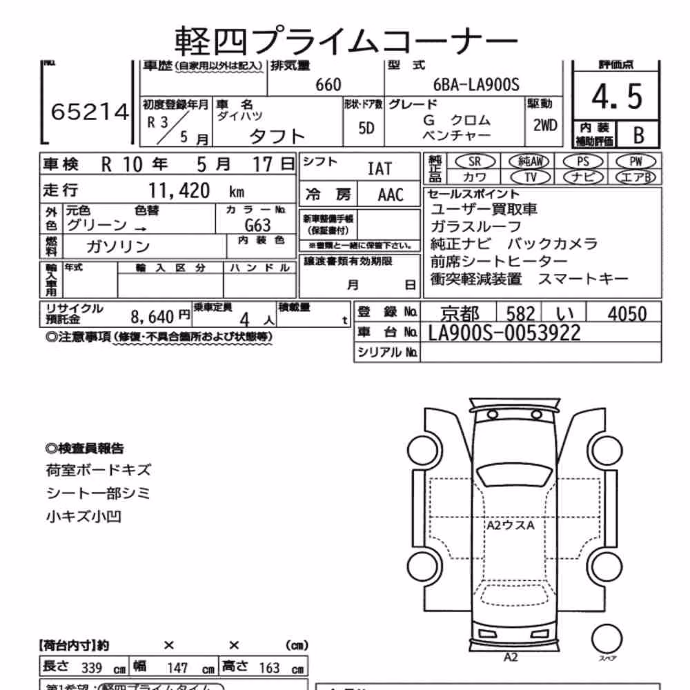 Notka aukcyjna: DAIHATSU TAFT G CHROME VENTURE