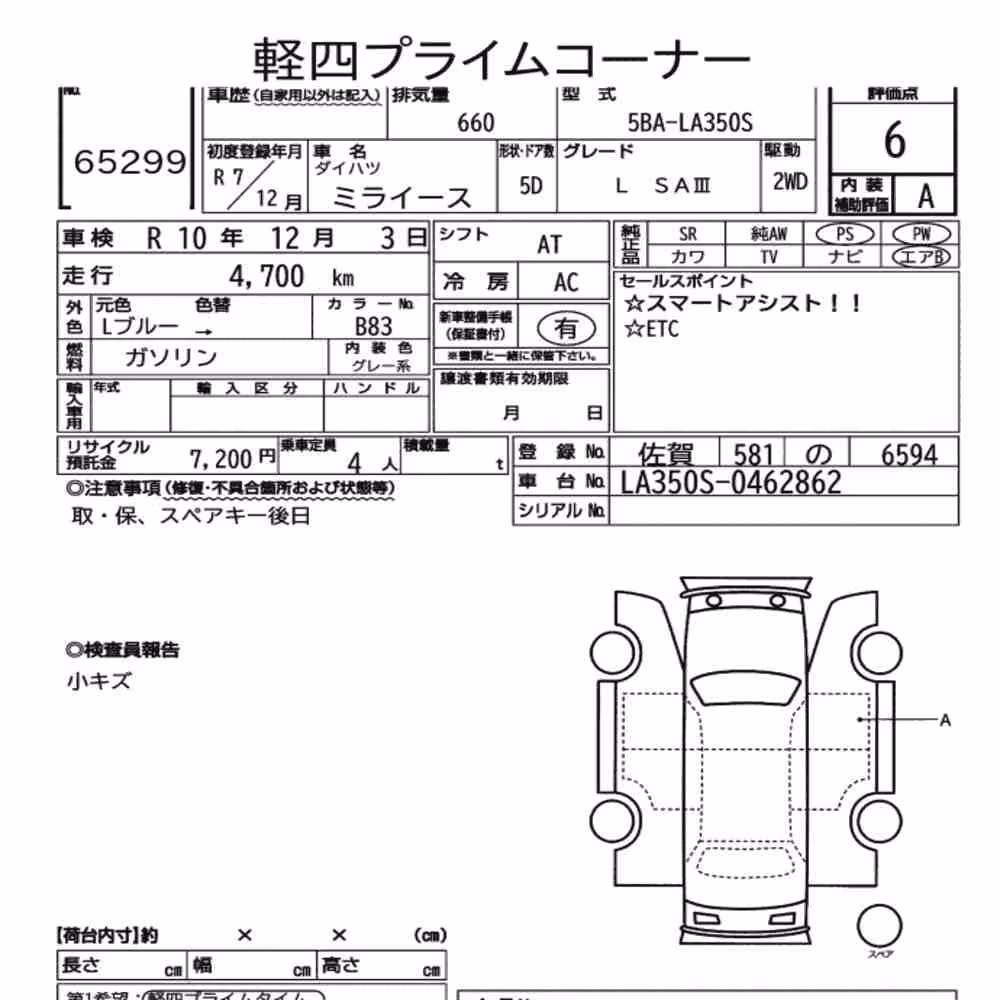 Notka aukcyjna: DAIHATSU MIRA E:S L SAⅢ