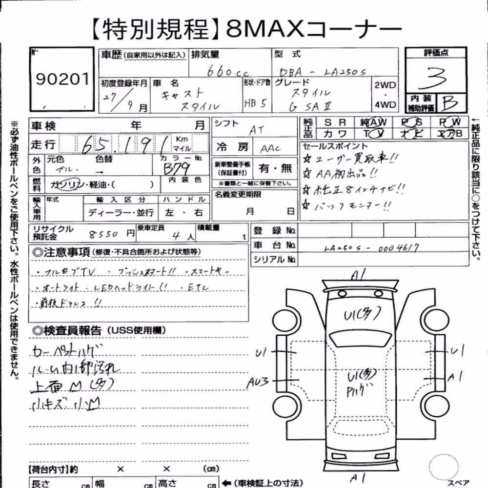 Notka aukcyjna: DAIHATSU CAST STYLE G SAⅡ