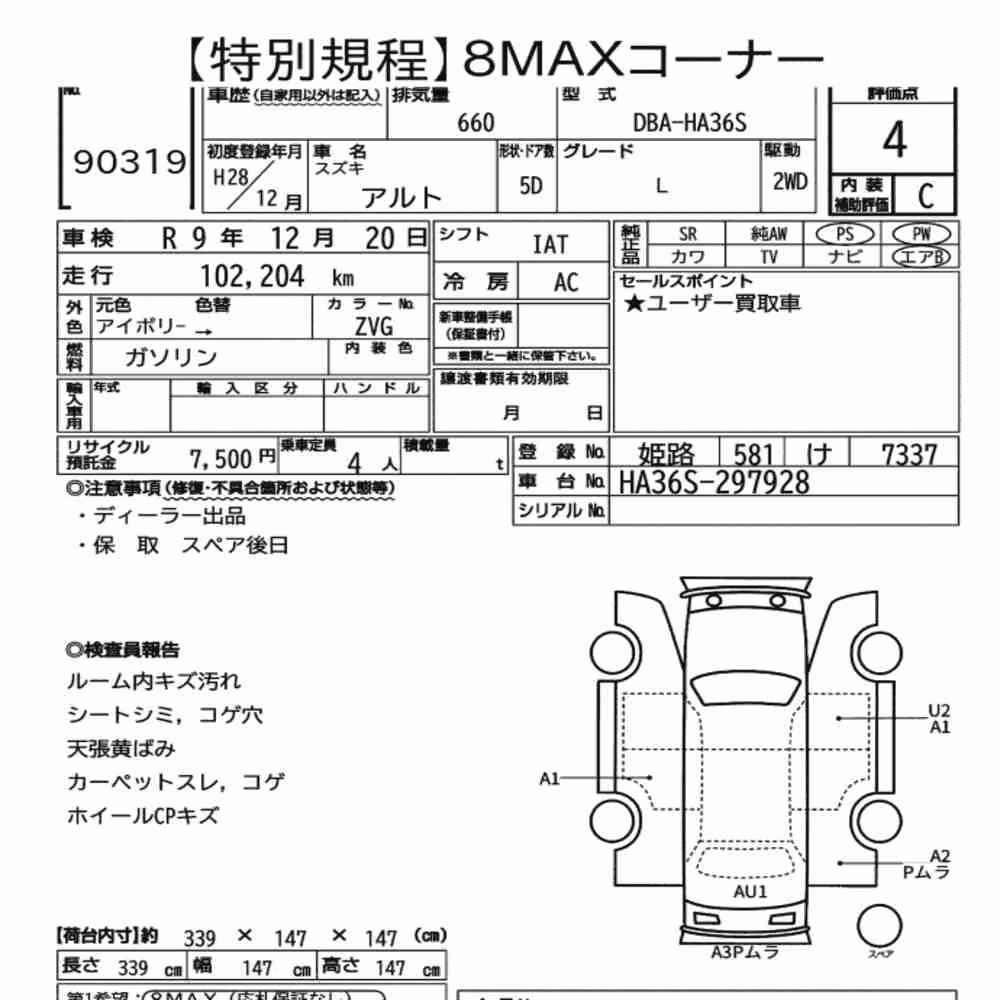 Notka aukcyjna: SUZUKI ALTO 5D L