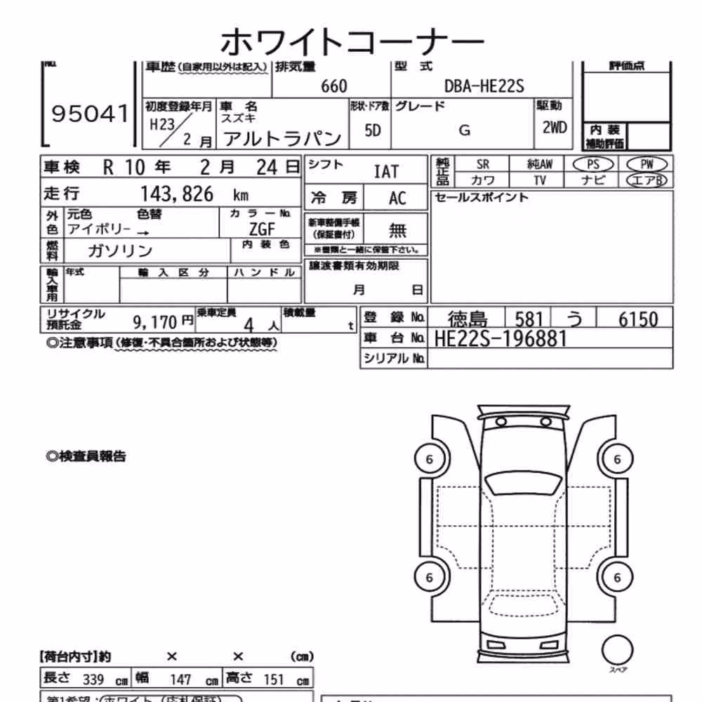Notka aukcyjna: SUZUKI ALTO LAPIN G