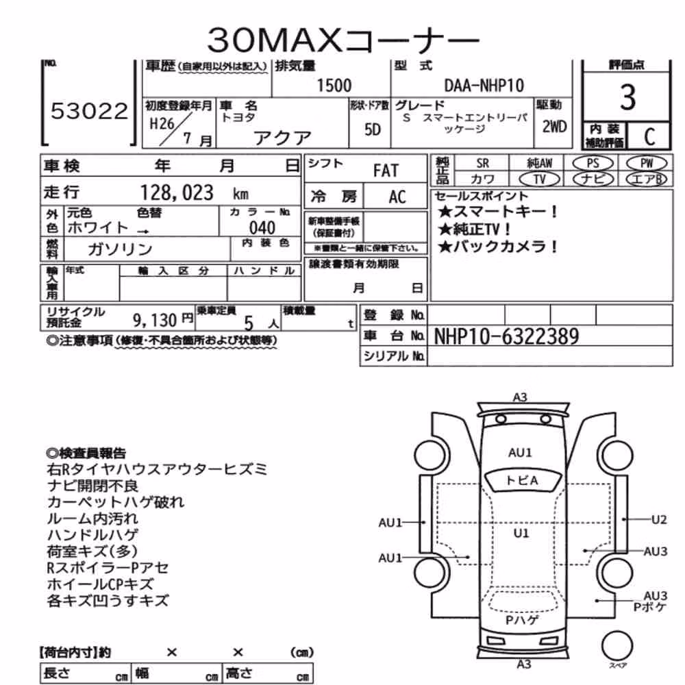 Notka aukcyjna: TOYOTA AQUA S