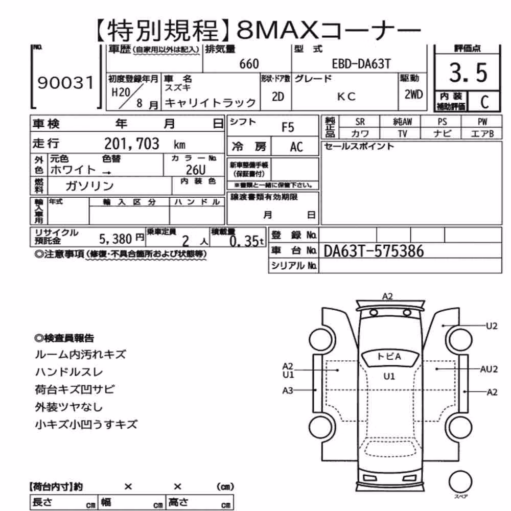 Notka aukcyjna: SUZUKI CARRY TRUCK KC