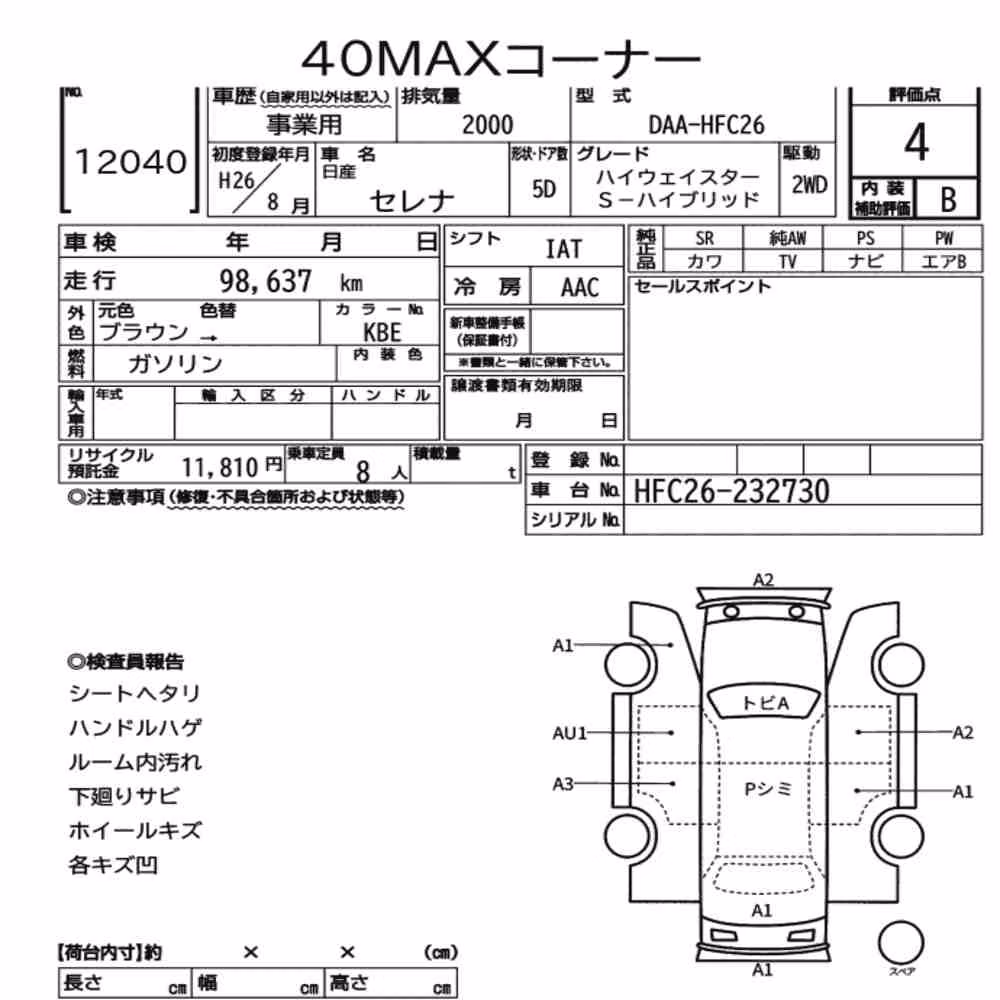Notka aukcyjna: NISSAN SERENA 5D HIGHWAY STAR S-HYBRID