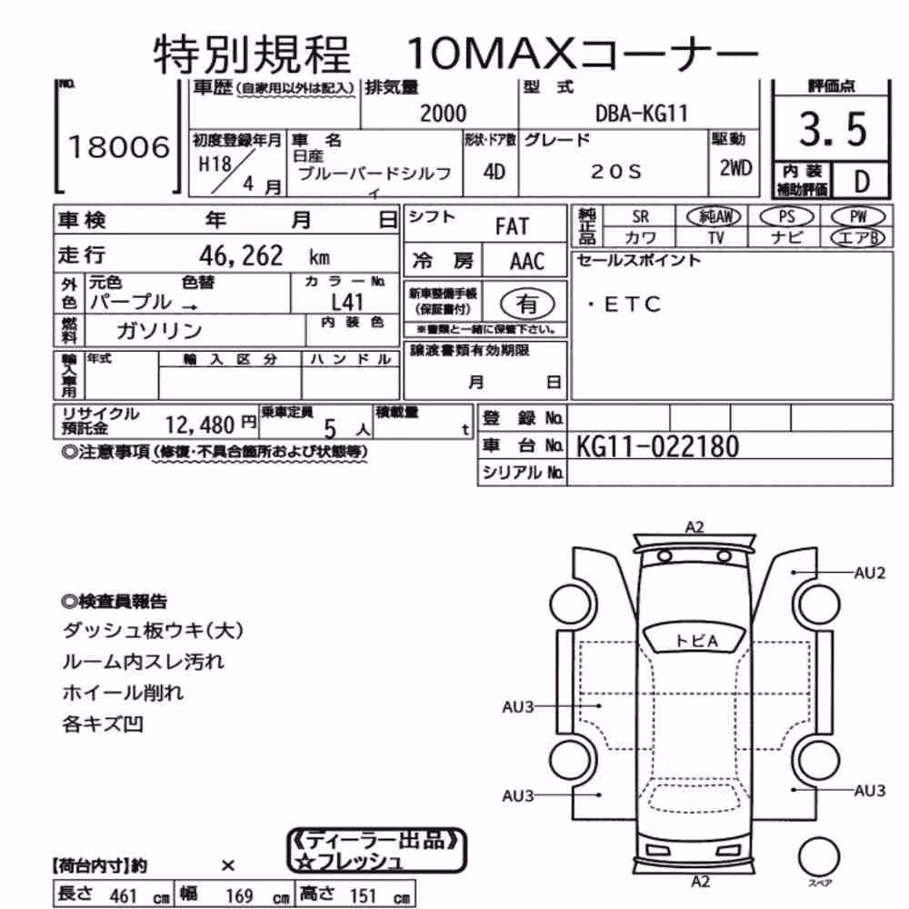 Notka aukcyjna: NISSAN BLUEBIRD SYLPHY 20S
