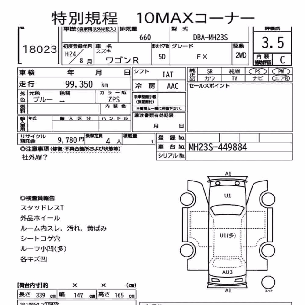 Notka aukcyjna: SUZUKI WAGON R 5D FX