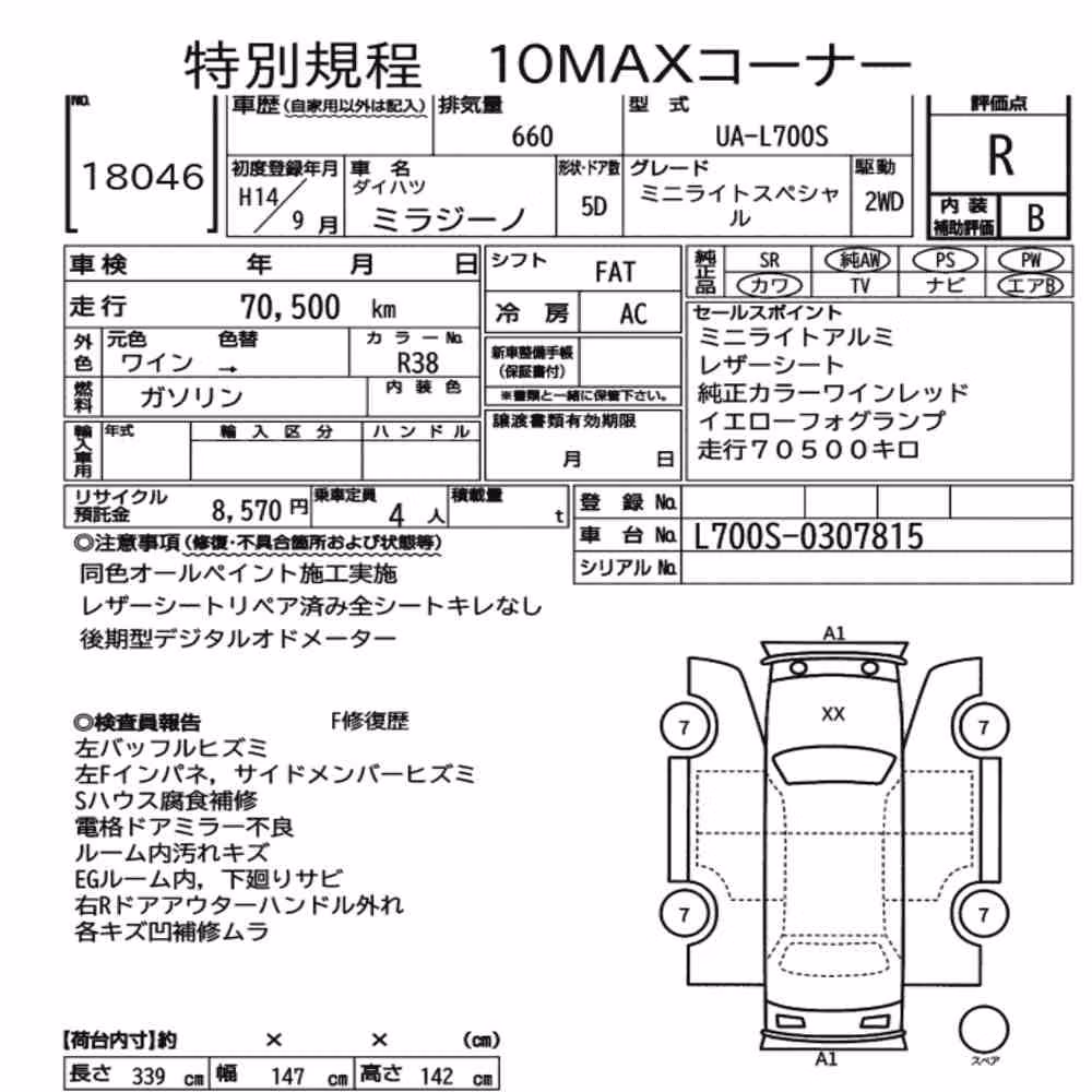 Notka aukcyjna: DAIHATSU MIRA GINO 5D MINILITE SPECIAL