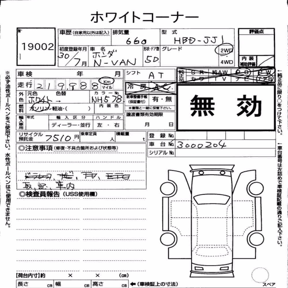 Notka aukcyjna: HONDA N-VAN