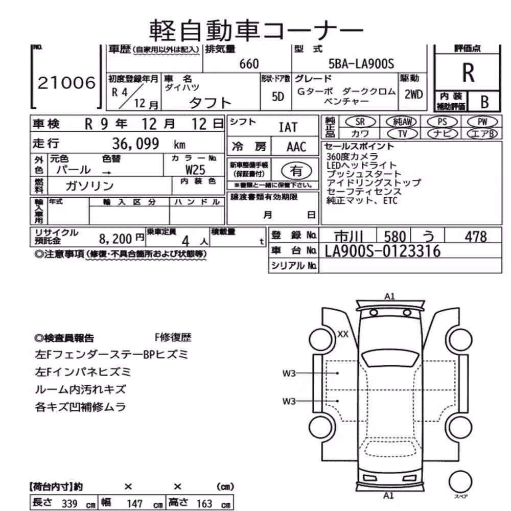 Notka aukcyjna: DAIHATSU TAFT G TURBO DARK CHROME VENTURE
