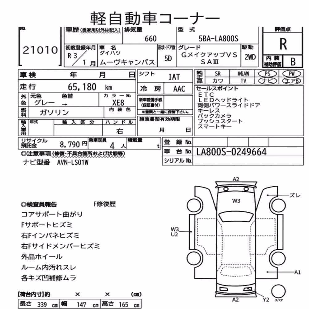 Notka aukcyjna: DAIHATSU MOVE CANBUS G MAKEUP VS SA3