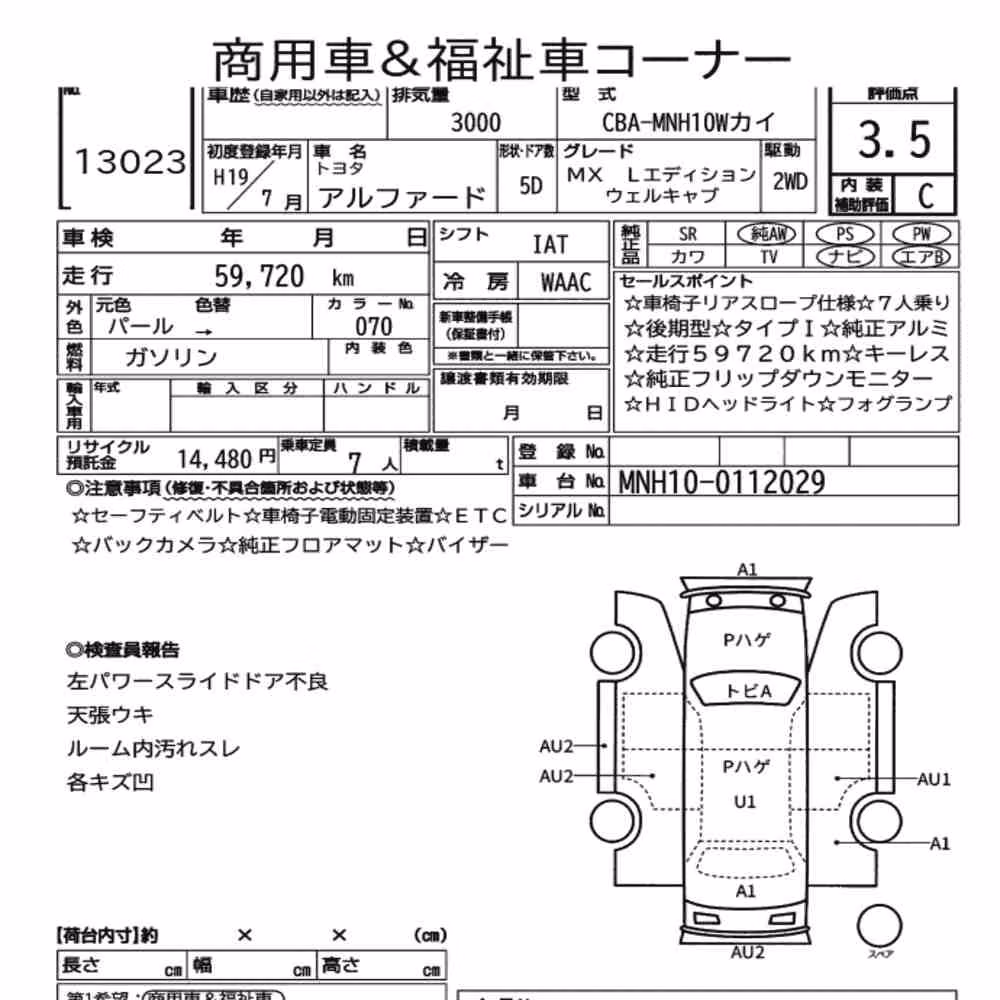 Notka aukcyjna: TOYOTA ALPHARD OTHERS