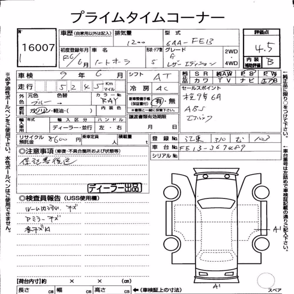Notka aukcyjna: NISSAN AURA G LEATHER EDITOIN