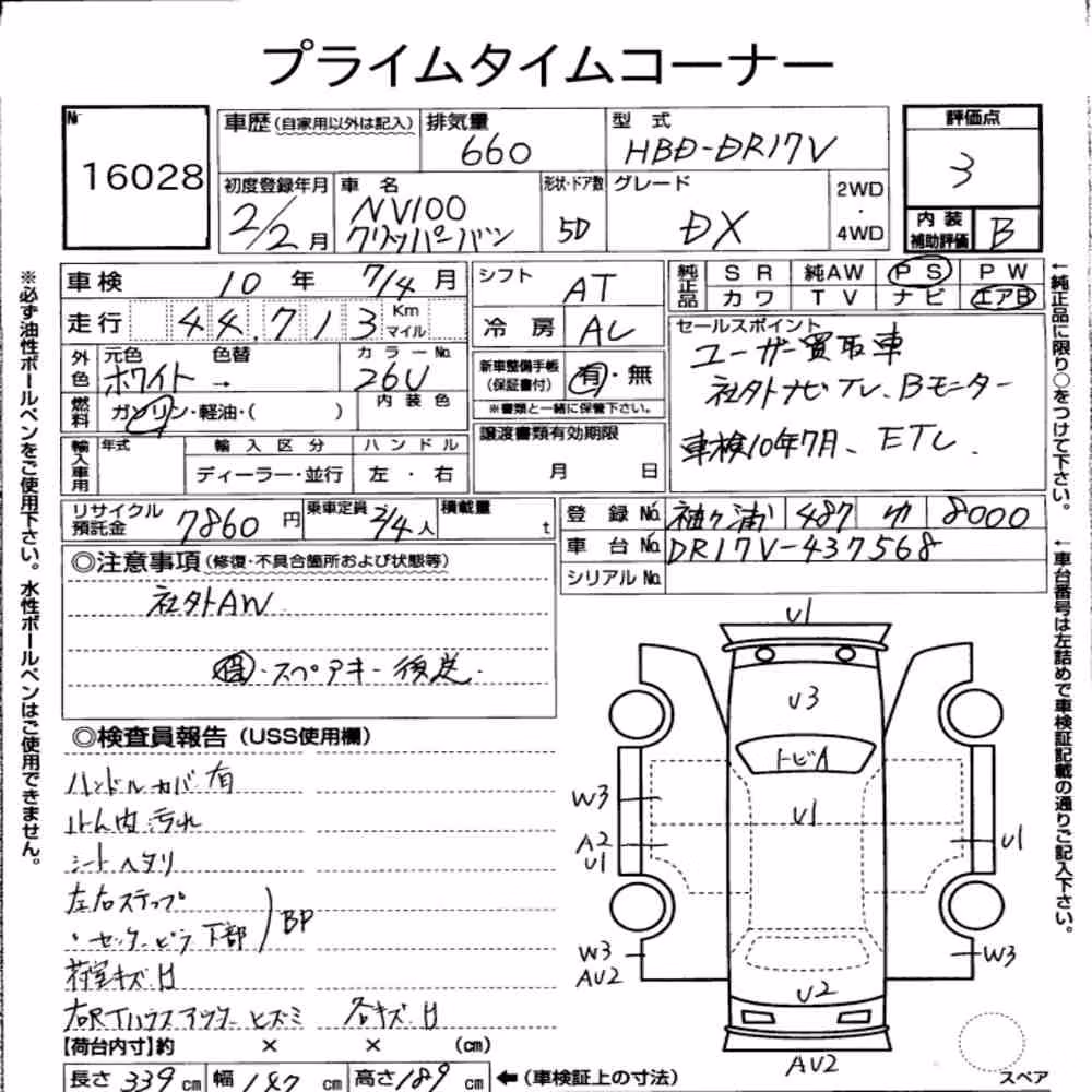 Notka aukcyjna: NISSAN NV100CLIPPER VAN DX